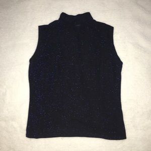 Dressbarn Turtleneck Blue& Black Sparkly Top
